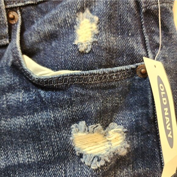 Old Navy Power Straight High Rise Destructed Distressed Jeans Size 2 - Picture 5 of 7